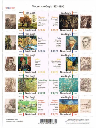 Feuillet 10 timbres - van Gogh