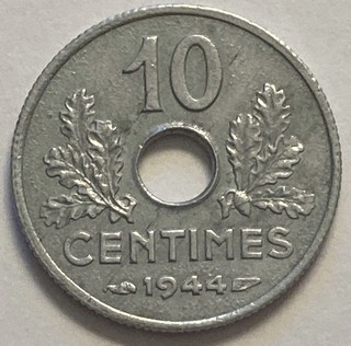 10 centimes - petit module - 1944
