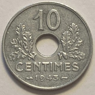 10 centimes - grand module - 1943